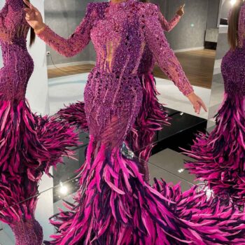 Mermaid Feathered Purple Dress